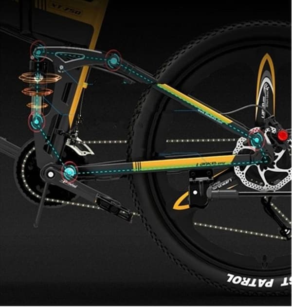 Lankeleisi XT750 Sport elcykel 14,5ah 48V 33km/h 500W Ramversion 26 aluminiumhjul 26" gul
