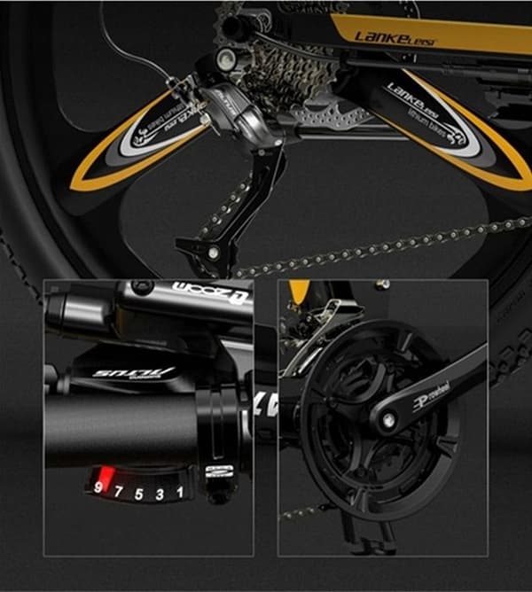 Lankeleisi XT750 Sport elcykel 14,5ah 48V 33km/h 500W Ramversion 26 aluminiumhjul 26" gul