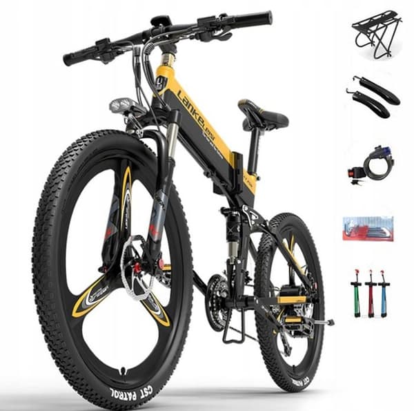 Lankeleisi XT750 Sport elcykel 14,5ah 48V 33km/h 500W Ramversion 26 aluminiumhjul 26" gul