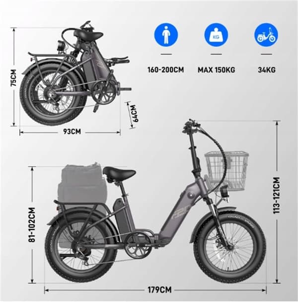 Fafrees FF20 Polar elcykel 40KM/H 10,4AH*2 1000W hjul 20" Fällbar elcykel röd