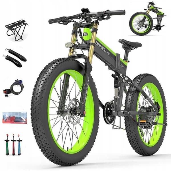 Lankeleisi XT750 PLUS elcykel 1000W 17,5Ah 45KM/H 120KM hjul 18'' 26" GRÖN
