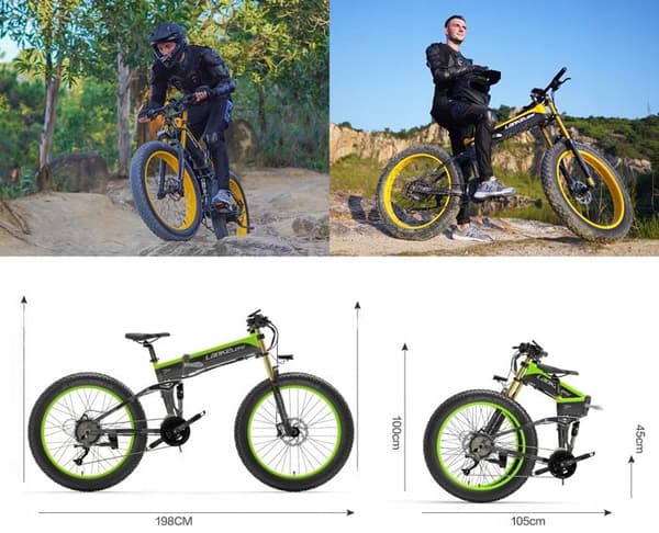 Lankeleisi XT750 PLUS elcykel 1000W 17,5Ah 45KM/H 120KM hjul 18'' 26" Gul