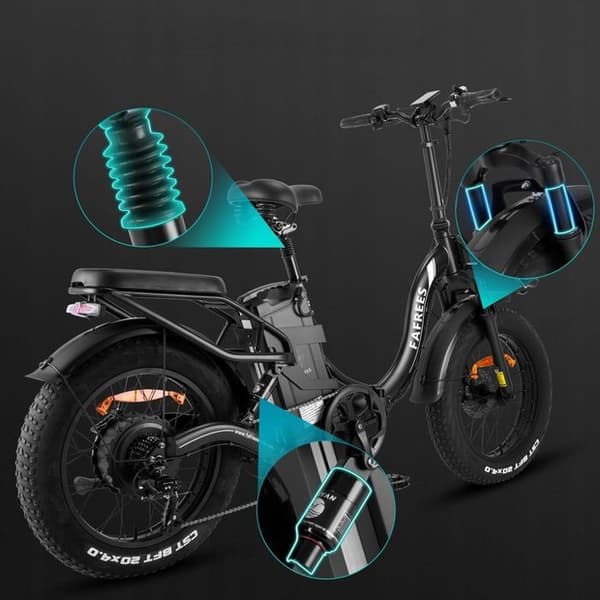 FAFREES F20 X Max Elcykel 750W 30Ah 200KM Samsung batteri för laddning av mobiltelefoner VIT