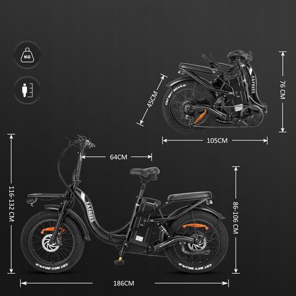 FAFREES F20 X Max Elcykel 750W 30Ah 200KM Samsung batteri för laddning av mobiltelefoner VIT