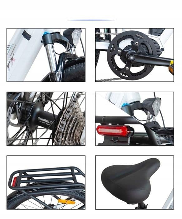 HETATX TX520 elcykel 45KM/h 500W 15,6Ah 48V XOFO Motor 80KM hjul 27,5" vit