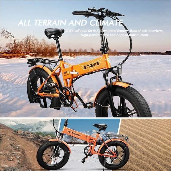 ENGWE EP-2 BOOST - Fällbar Elcykel 20" - Avtagbart batteri 48V 13Ah - Räckvidd 100km - Shimano 7 växlar - Fatbike