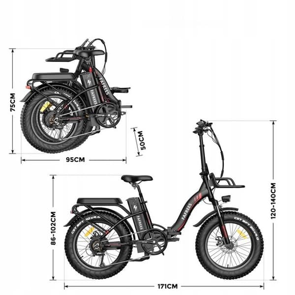 FAFREES F20 MAX Elcykelram 16'' 22,5AH 48V 500W Samsung Batteri 20" Hjul Svart