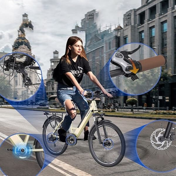 FAFREES F26 Pro elcykel med ca 10AH 36V 380W 25KM/H 90KM aluminiumhjul 26" Guld
