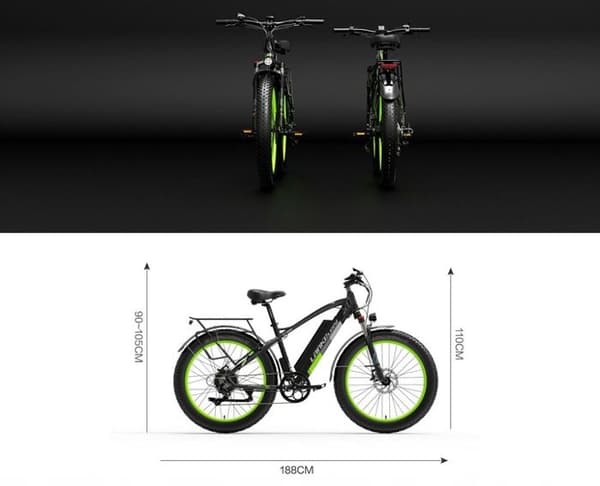 LANKELEISI XC4000 elcykel 17,5AH 48V 1000W 120KM aluminiumhjul 26" grön