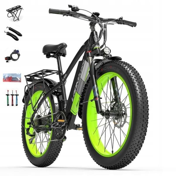 LANKELEISI XC4000 elcykel 17,5AH 48V 1000W 120KM aluminiumhjul 26" grön