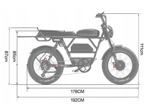 LANKELEISI X-Black Kinght elcykel 2000W 48V 45Ah 48km/h 280km 20" dubbla motorer fabike