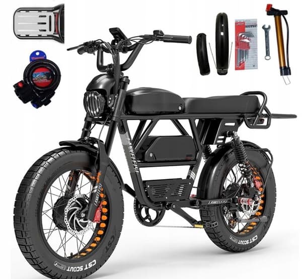 LANKELEISI X-Black Kinght elcykel 2000W 48V 45Ah 48km/h 280km 20" dubbla motorer fabike