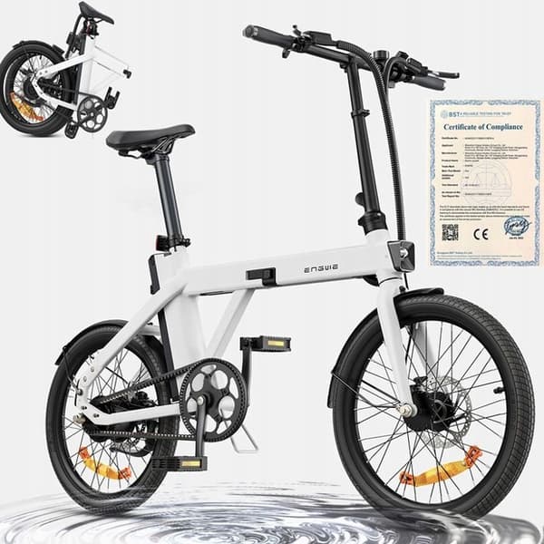 Engwe P20 elcykel 25KM/H 36V 9,6AH 350W hjul 20'' Fällbar elcykel Vit