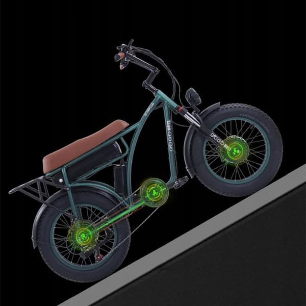 GOGOBEST GF750 PLUS elcykel 50KM/H 80KM aluminiumhjul 20" 2000W 48V 17,5Ah batteri Grönt