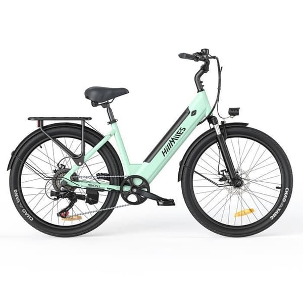 HILLMILES Milecity 1 - Elcykel 26" - Motor 250W - Avtagbart batteri 36V 13Ah - Räckvidd 100km - Shimano 7 växlar, Grön