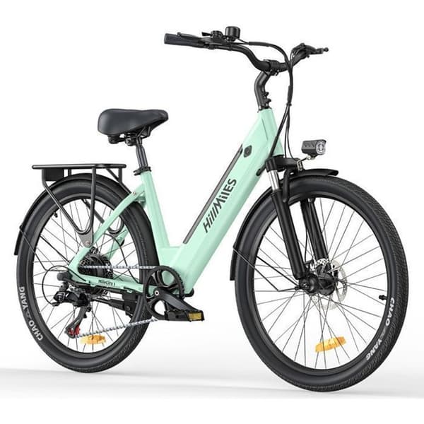 HILLMILES Milecity 1 - Elcykel 26" - Motor 250W - Avtagbart batteri 36V 13Ah - Räckvidd 100km - Shimano 7 växlar, Grön