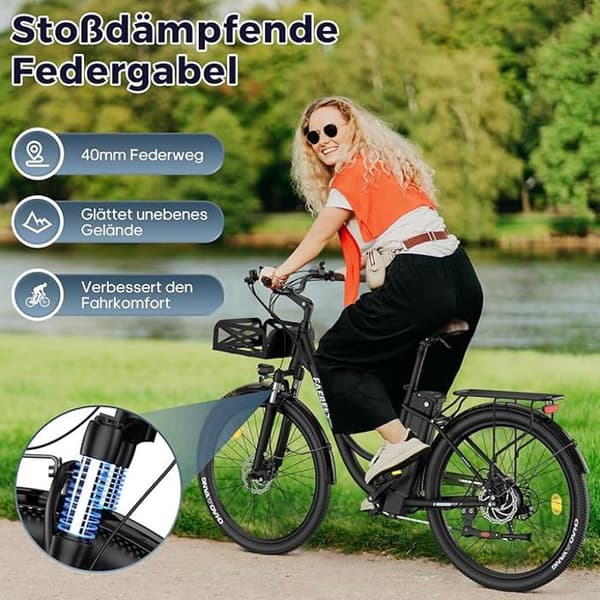 Fafrees F26 Hållbar elcykel 26 tum, 36V 20,3Ah, 250W 25km/h, City E-Bike Räckvidd 80-200 km, Last 120kg grå