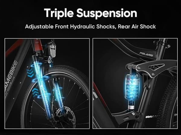 Mountain E-Bike Samebike XD26-II-FT-WH 48V 14Ah 25km/h 100HP 26'' svart ram 26'' aluminiumhjul