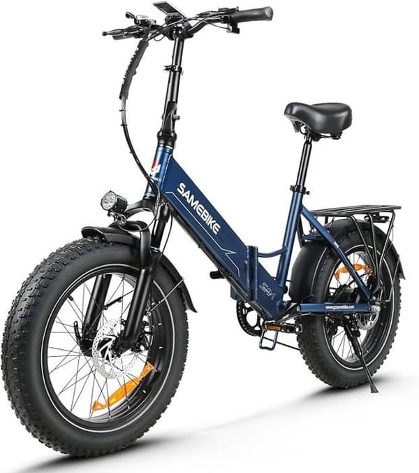 SAMEBIKE 20 Inch E-Bike LOTDM200-II-FT-DB, 48 V 13 Ah avtagbart batteri, Max. upp till 120 km,