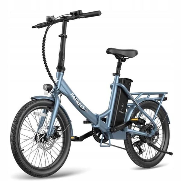 Fafrees F20 Varaktig blå elcykelfällbar 20 tum med batteri 36V 18,2A, 250W 25 km/h SHIMANO 7
