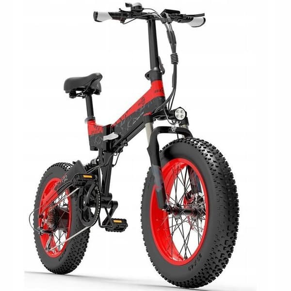Bezior XF200 elcykel, 1000W elcykelram aluminiumhjul 20 tum 48v 15ah SVART-RÖD