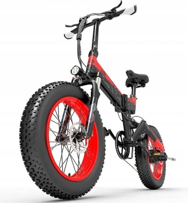 Bezior XF200 elcykel, 1000W elcykelram aluminiumhjul 20 tum 48v 15ah SVART-RÖD