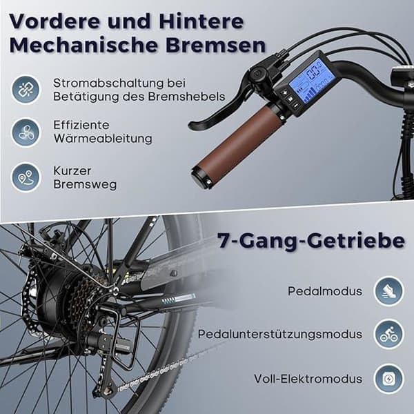 Fafrees F26 Hållbar elcykel 26 tum, 36V 20,3Ah, 250W 25km/h, City E-Bike Räckvidd 80-200 km, Last 120kg blå