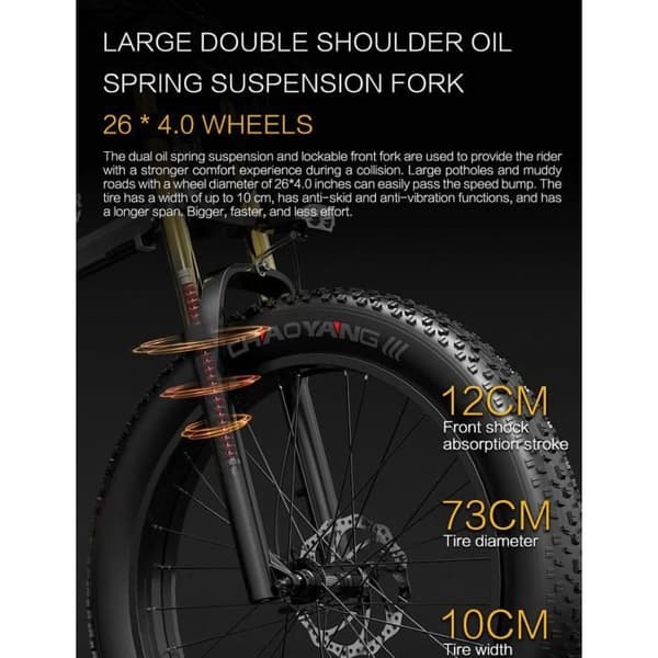 Bezior Electric Bike X PLUS 48V 17.5 Mountainbike hopfällbar elcykel för vuxna 26" Fat Electric Bike, Shimano 9-speed