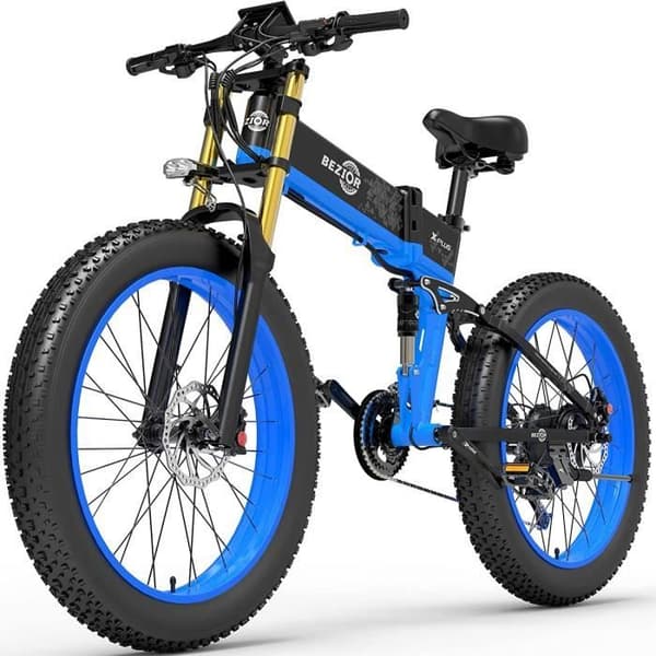 Bezior Electric Bike X PLUS 48V 17.5 Mountainbike hopfällbar elcykel för vuxna 26" Fat Electric Bike, Shimano 9-speed