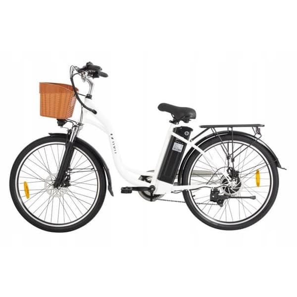 Elcykel för damer - DYU C6 - 26" hjul - 350W motor - 36v 12,5Ah batteri - SHIMANO 7 Speed - 70KM räckvidd - Vit