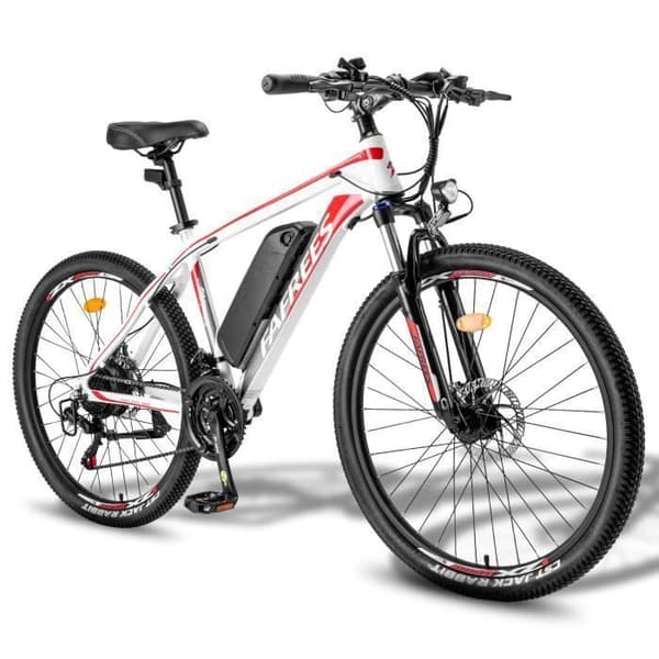 Fafrees Hailong One 26 tum elcykel Räckvidd 55km Främre stötdämpare Shimano 21 speeds Batteri 36V13Ah vit