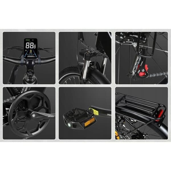 Samebike RS-A01 Pro 15AH 36V 500W 32KM-H Elcykelhjul 27,5" Electric City Bike Svart