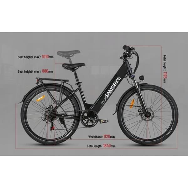 Samebike RS-A01 Pro 15AH 36V 500W 32KM-H Elcykelhjul 27,5" Electric City Bike Svart
