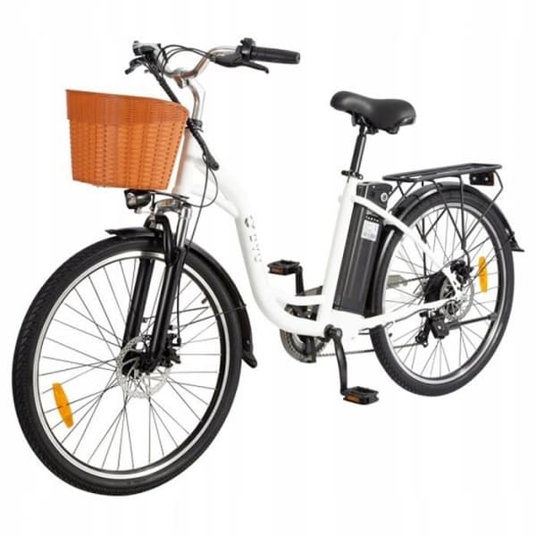 DYU C6 - Elcykel - 26*1,95" hjul - 350W motor - 36v 12,5Ah batteri - 7 hastigheter - Maximal räckvidd 70KM - Vit