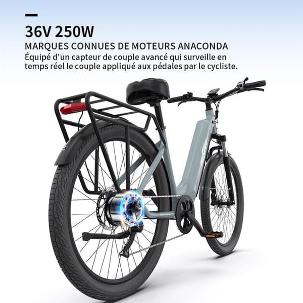 ONESPORT OT05 Ebike 27,5" elcykel - Momentsensor - Hydrauliska bromsar - 36V 250W 18,2Ah - Bluetooth APP