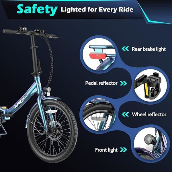 Fafrees F20 Varaktig norrskensblå E-Bike Folding 20 Inch med batteri 36V 18,2A, 250W 25 km/h SHIMANO 7