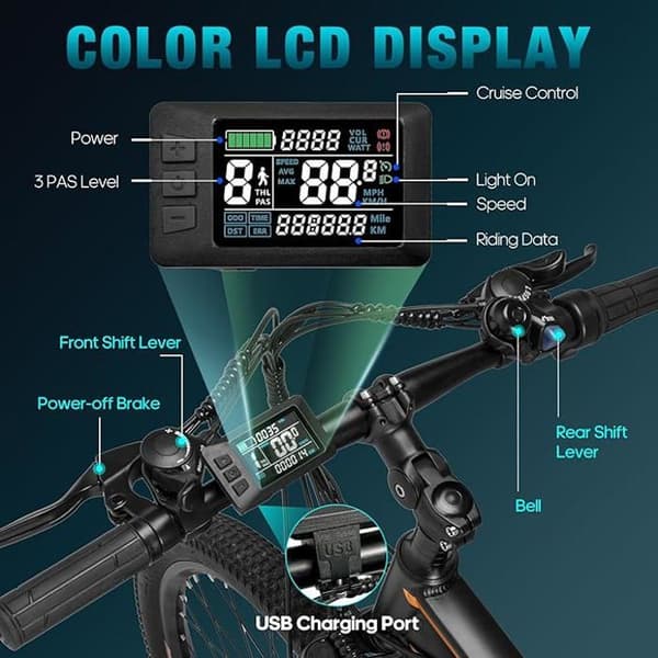 Fafrees F28 MT E-Bike 27,5 tum 36 V/14,5 Ah batteri, 250W vit Shimano 21
