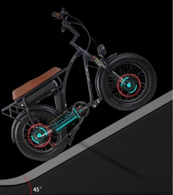GOGOBEST GF750 elcykel 80KM cykel aluminiumhjul 20" svart 2000W 17.5AH SVART
