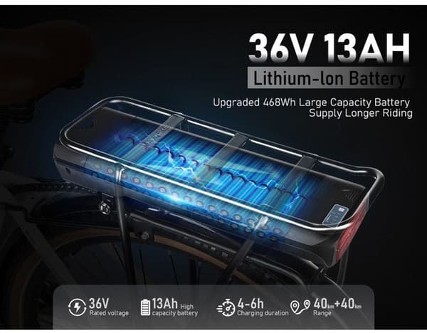 Samebike RS-A07 500 W 13 Ah 35 km/h 2024 blå elcykel