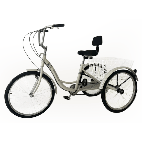 Trehjulet cykel Til Voksne - 7 Gear - Med Kurv - Hvid