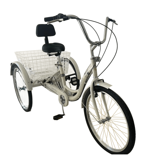 Trehjulet cykel Til Voksne - 7 Gear - Med Kurv - Hvid