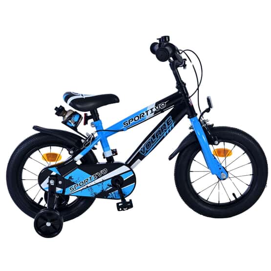 Lasten polkupyörä - Volare - Sportivo Kinderfiets - 14 tuumaa - Sininen musta - Kaksi käsijarrua
