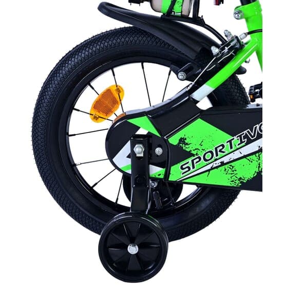 Barncykel - Volare - Sportivo Kinderfiets - 14 Tum - Grön Svart - Två Handbromsar