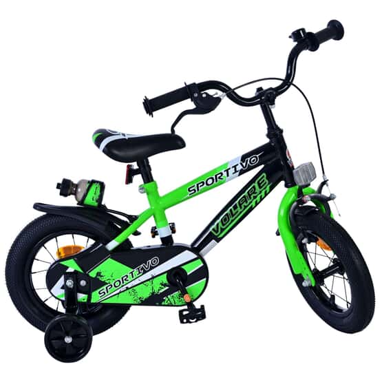 Lasten pyörä - Volare - Sportivo Kids Bike - 12 tuumaa - Vihreä Musta
