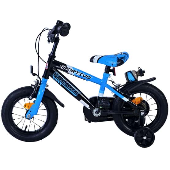 Barncykel - Volare - Sportivo Kinderfiets - 12 Tum - Blå Svart - Två Handbromsar