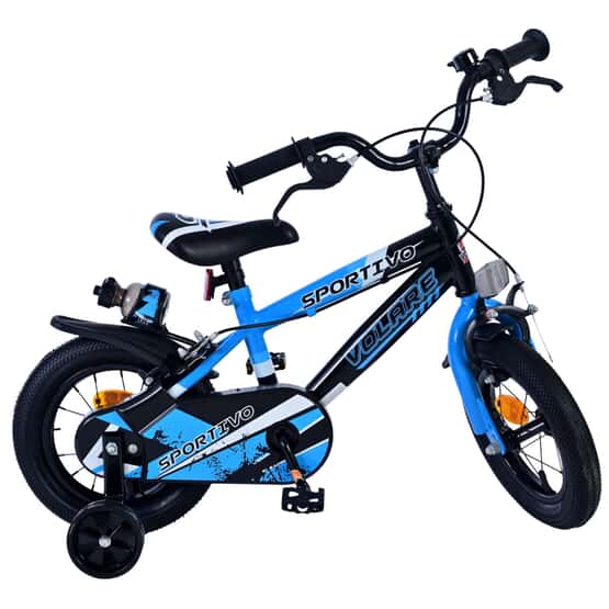 Lasten polkupyörä - Volare - Sportivo Kinderfiets - 12 tuumaa - Sininen musta - Kaksi käsijarrua