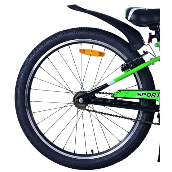 Børnecykel - Volare - Sportivo børnecykel - 24 tommer - Sort Grøn - To håndbremser