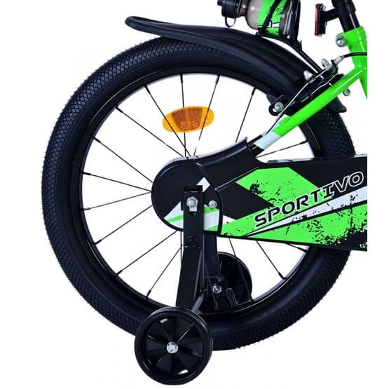 Børnecykel - Volare - Sportivo Kinderfiets - 18 tommer - Grøn Sort - To håndbremser