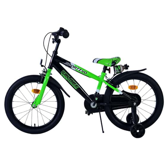 Børnecykel - Volare - Sportivo Kinderfiets - 18 tommer - Grøn Sort - To håndbremser