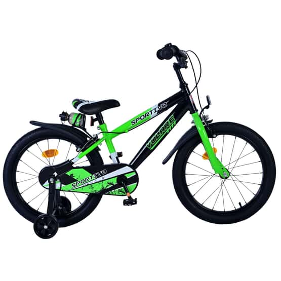 Børnecykel - Volare - Sportivo Kinderfiets - 18 tommer - Grøn Sort - To håndbremser
